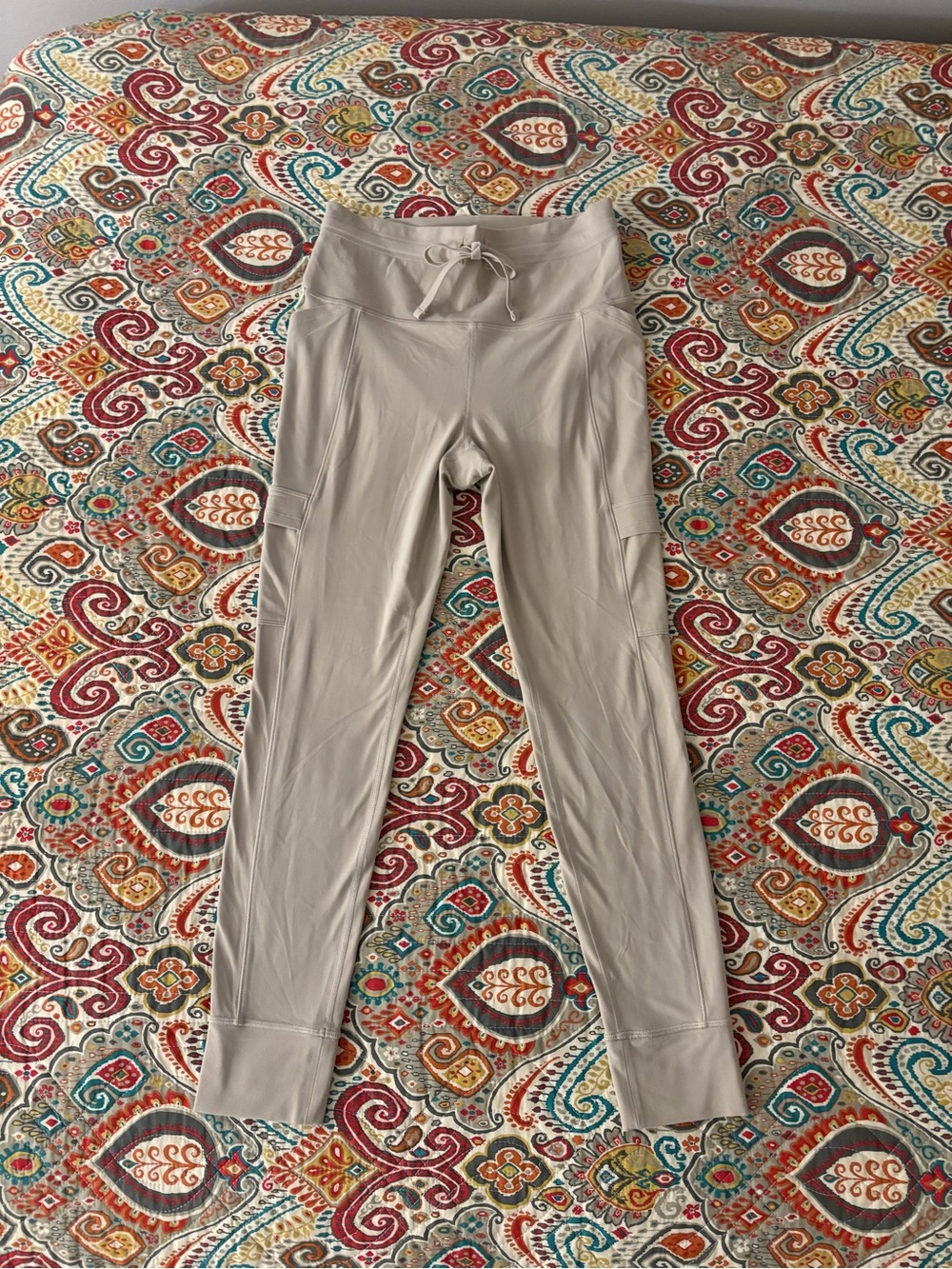 Athleta Light Taupe Drawstring Track Joggers